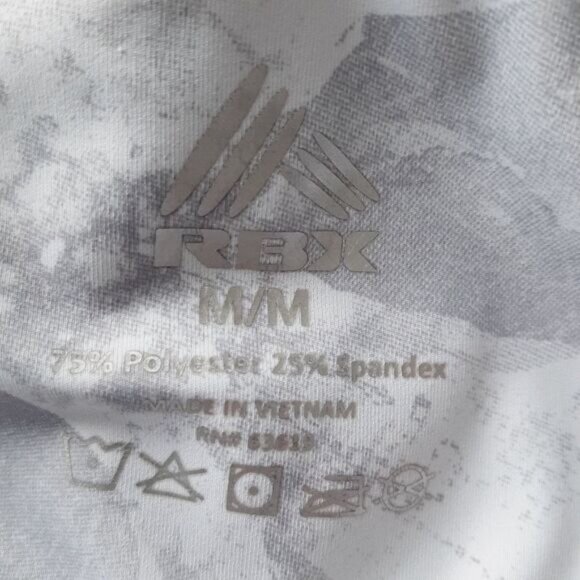 RBX Active Crop Capri Athletic Leggings Abstract Print Grey White Pockets Sz M - Picture 13 of 15